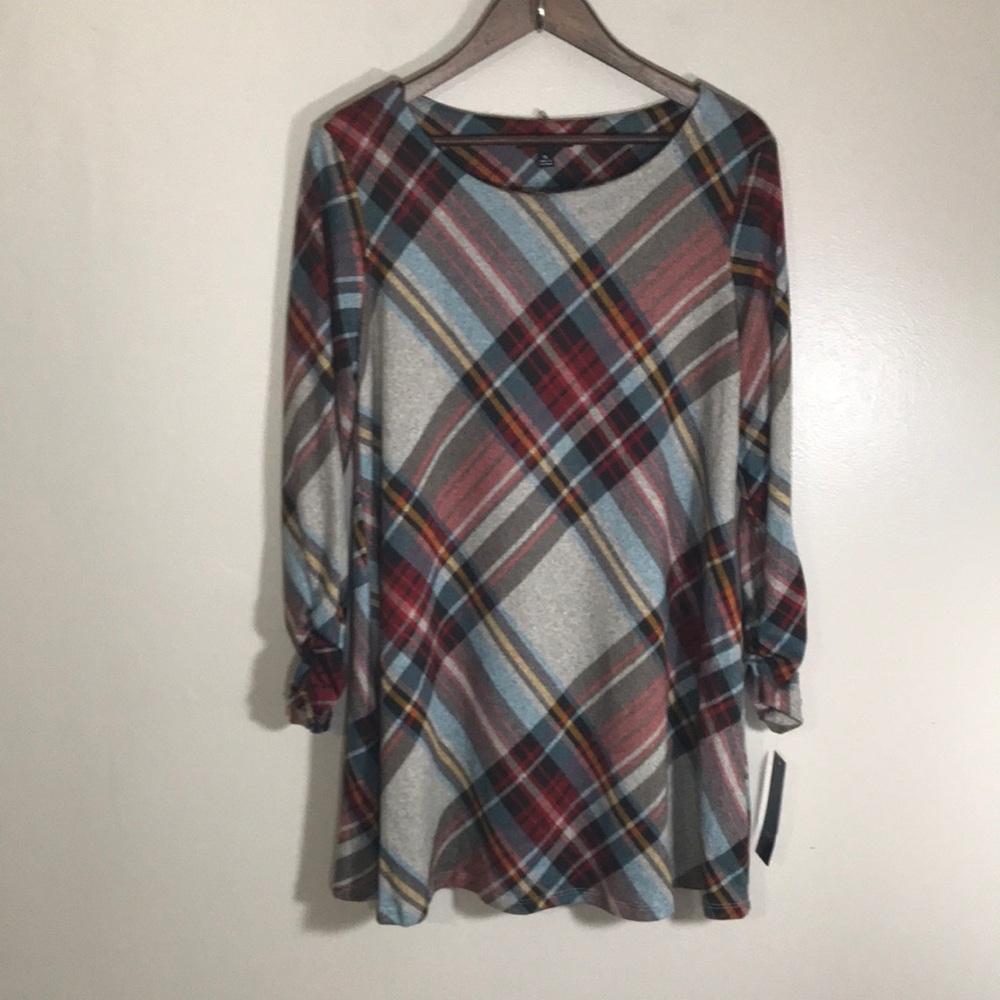NEW R&K Plaid Long‎ Sleeve Dress